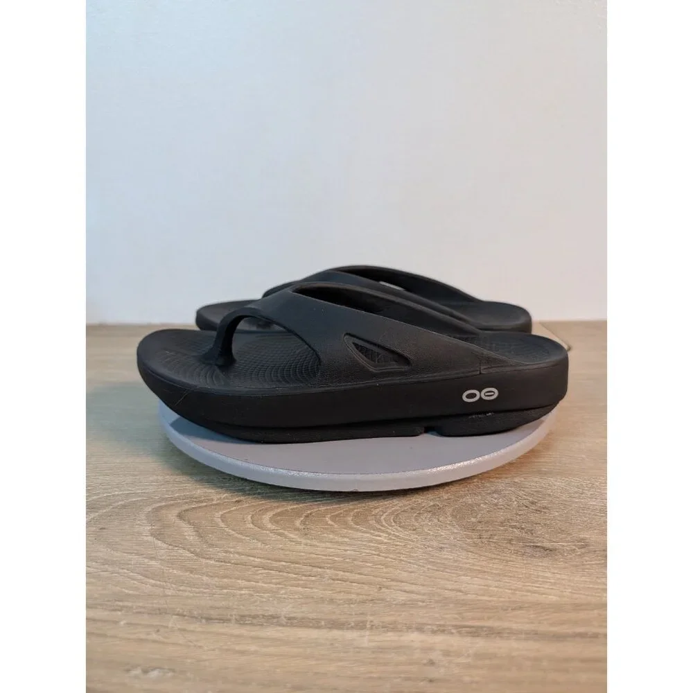 OOFOS Mens OORIGINAL Sandal Slide Flip Flop Thong Black Casual Size M5 W7